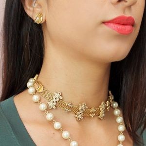 Cabi Bon Vivant Necklace - gold choker with stars